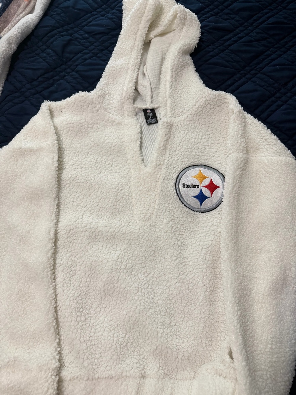 Pittsburgh Steelers White Sherpa Pullover Hoodie